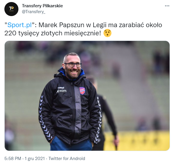 ''Sport.pl'': Potencjalne MEGA ZAROBKI Marka Papszuna w Legii O.o